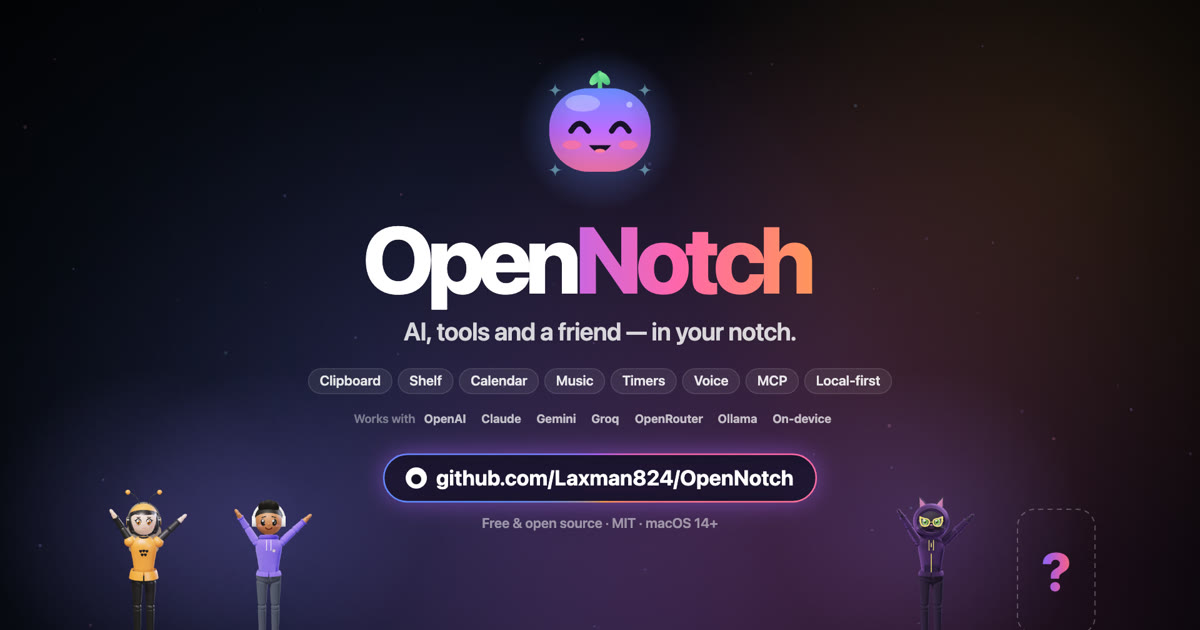 I spent my evenings making the MacBook notch useful: an open-source AI assistant + a jelly blob name